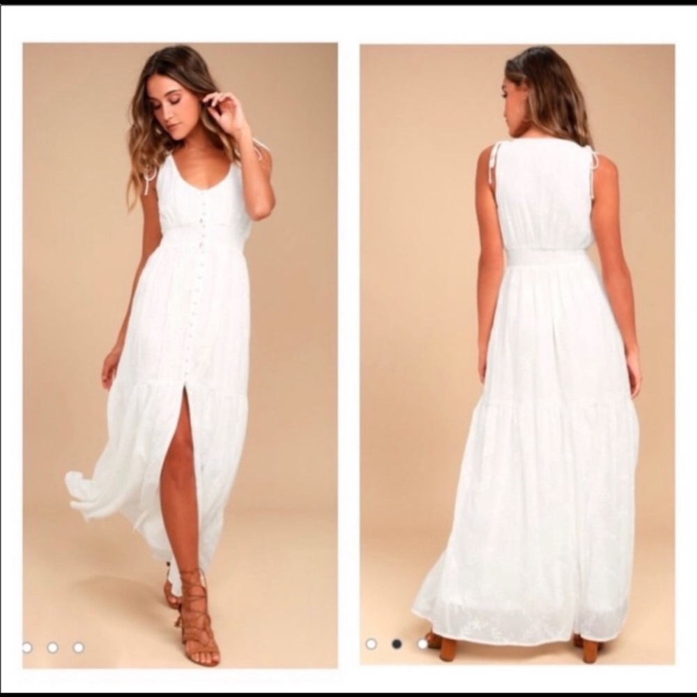 Lulus Time well spent white maxi dress
